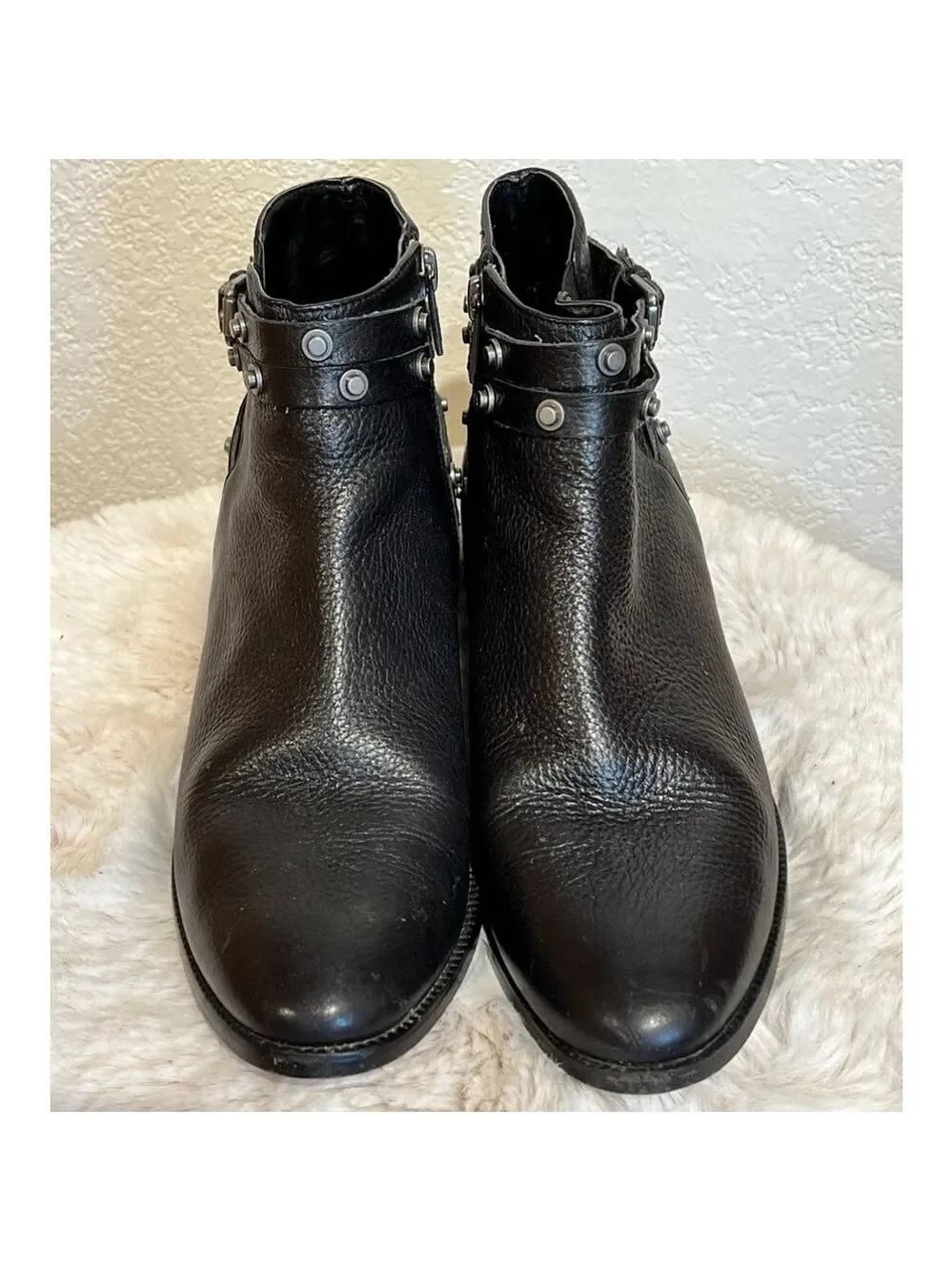 Halogen studded black leather ankle boots bootie 8